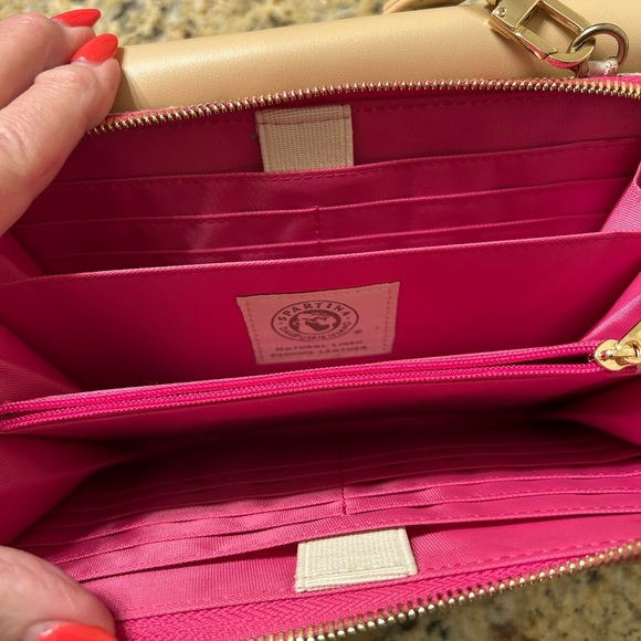 Spartina 449 Tan and Black Crossbody Bag with Flap Closure - Picture 5 of 6